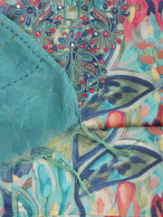 Neck Embroidered Cotton Blend Unstitched Suit Piece With Dupatta