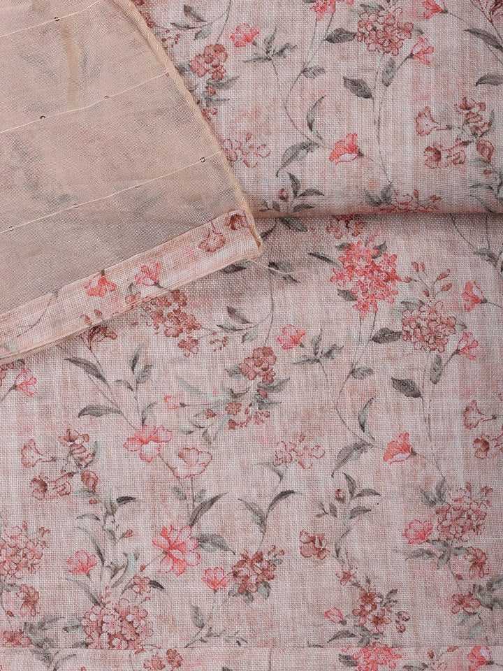 Neck Embroidery Linen Unstitched Suit With Dupatta