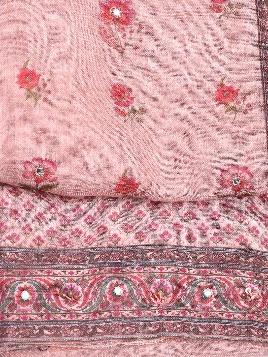 Printed Linen Unstitched Suit With Dupatta