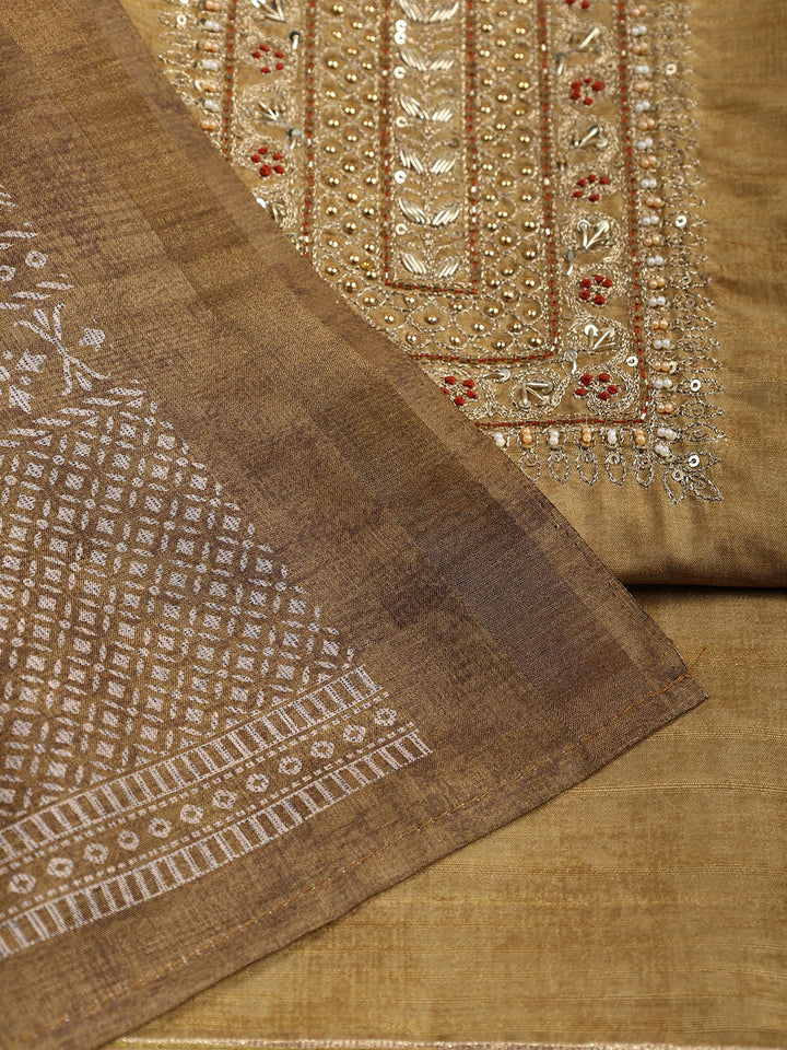 Neck Embroidered Tissue Unstitched Suit With Dupatta