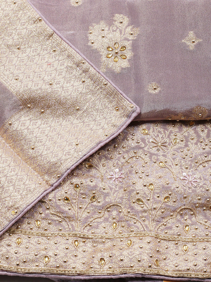 Woven Tissue Unstitched Suit Piece With Dupatta