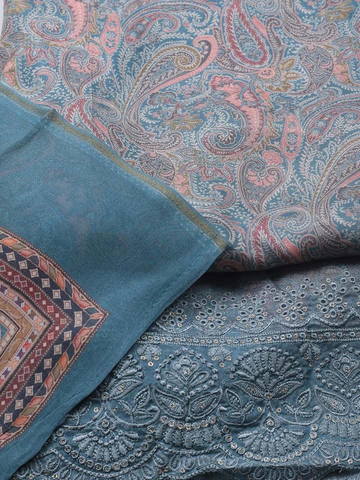 Printed Muslin Unstitched Suit With Dupatta
