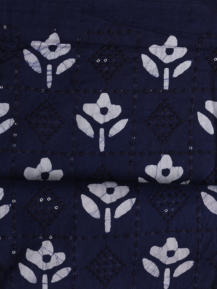 Printed Cotton Blend Unstitched Suit With Dupatta