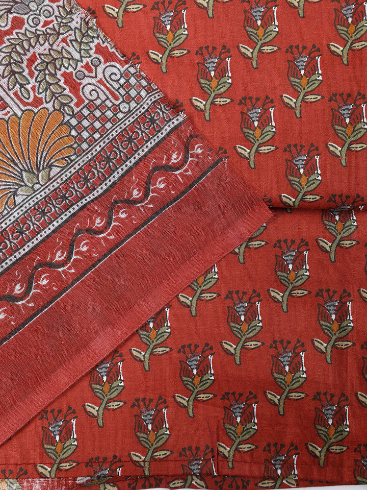 Printed Cotton Blend Unstitched Suit With Dupatta