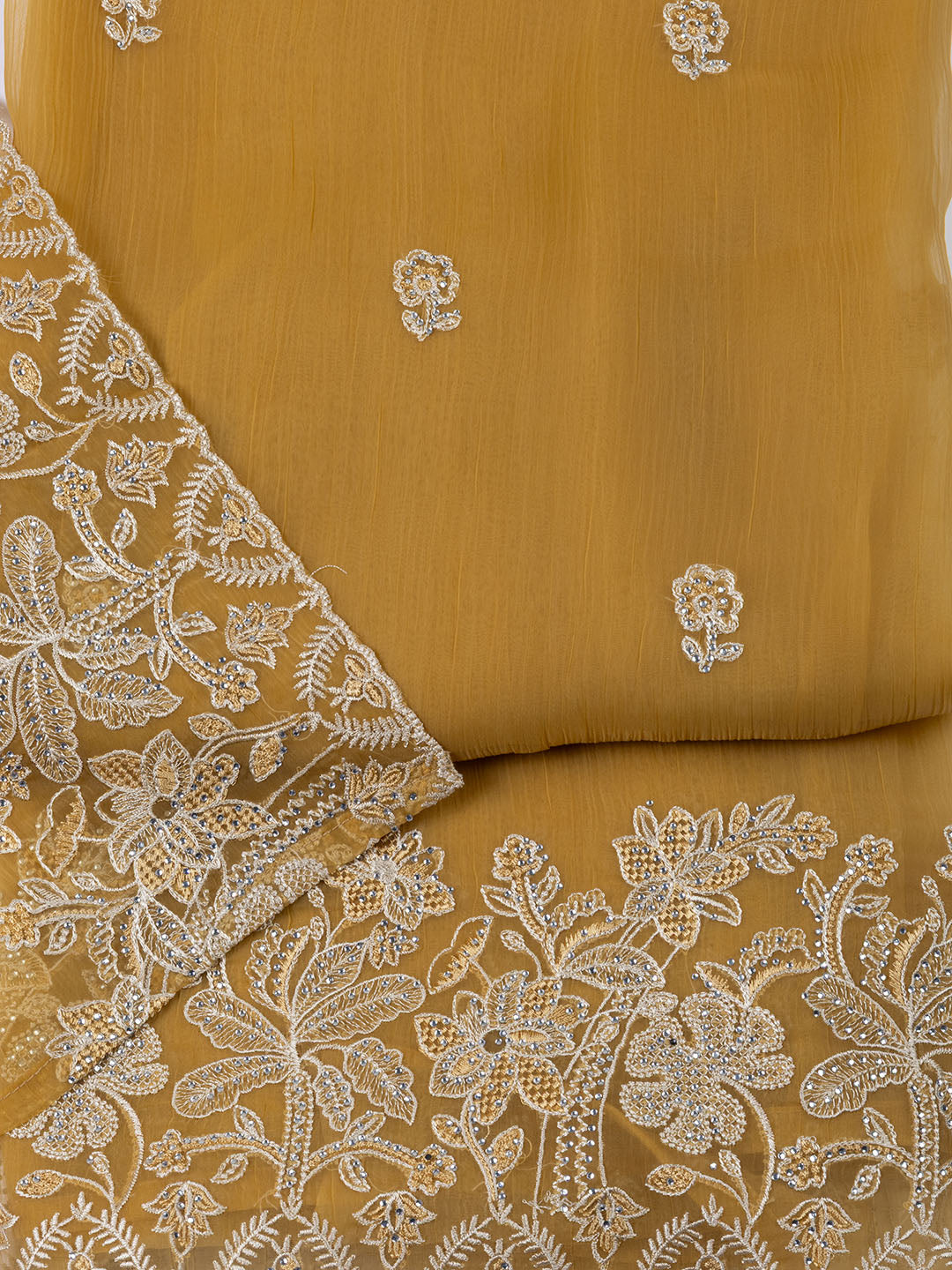 Embroidered Organza Unstitched Suit With Dupatta