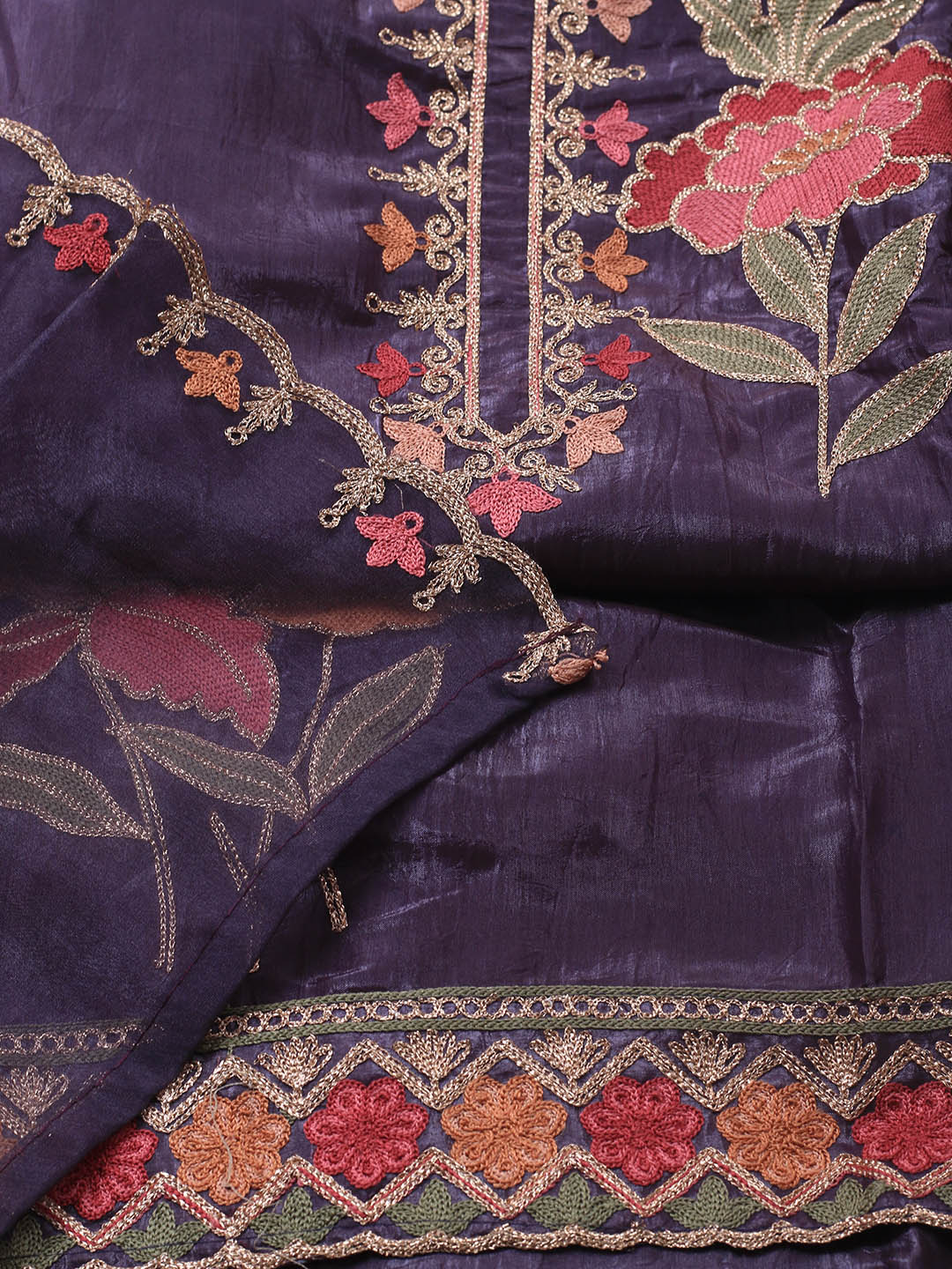 Neck Embroidery Tissue Unstitched Suit With Dupatta