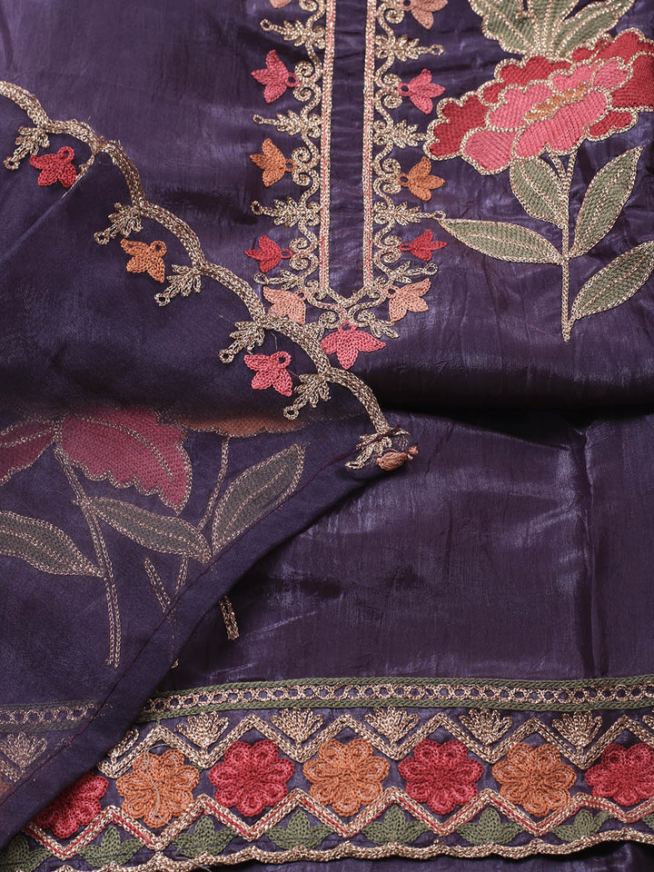 Neck Embroidery Tissue Unstitched Suit With Dupatta