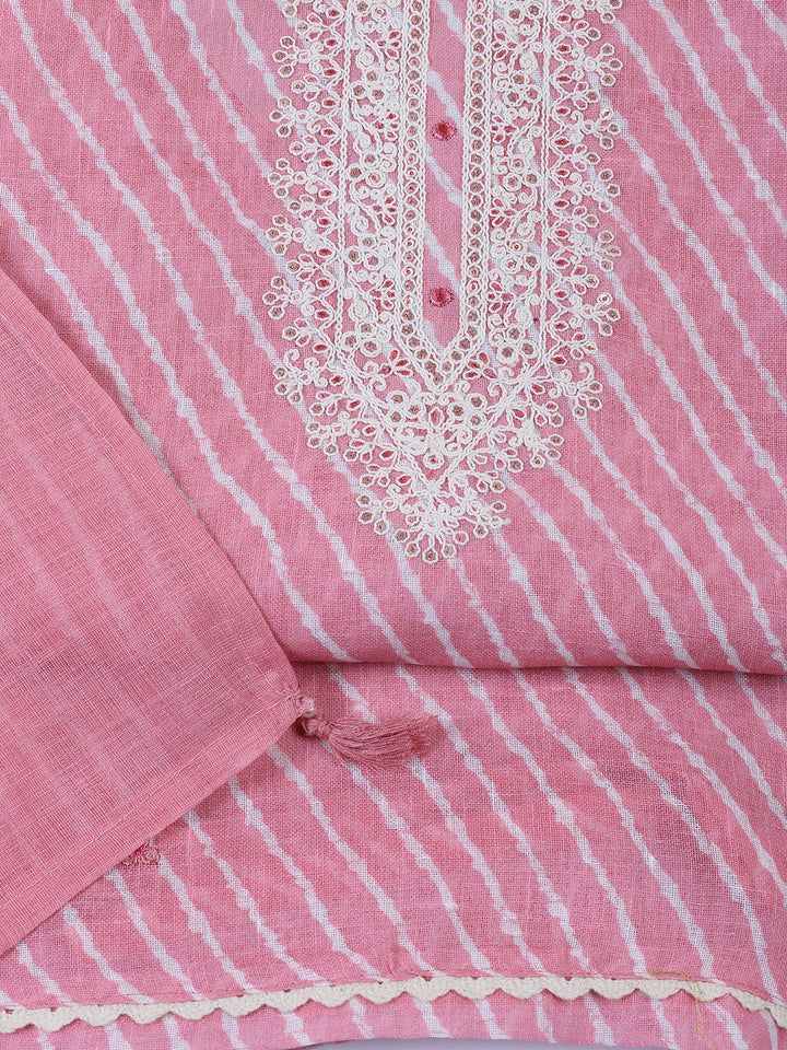 Floral Printed Linen Unstitched Suit With Dupatta