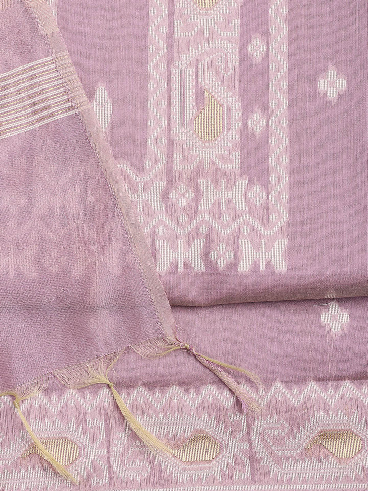 Jamdani Work Chanderi Unstitched Suit Piece With Dupatta