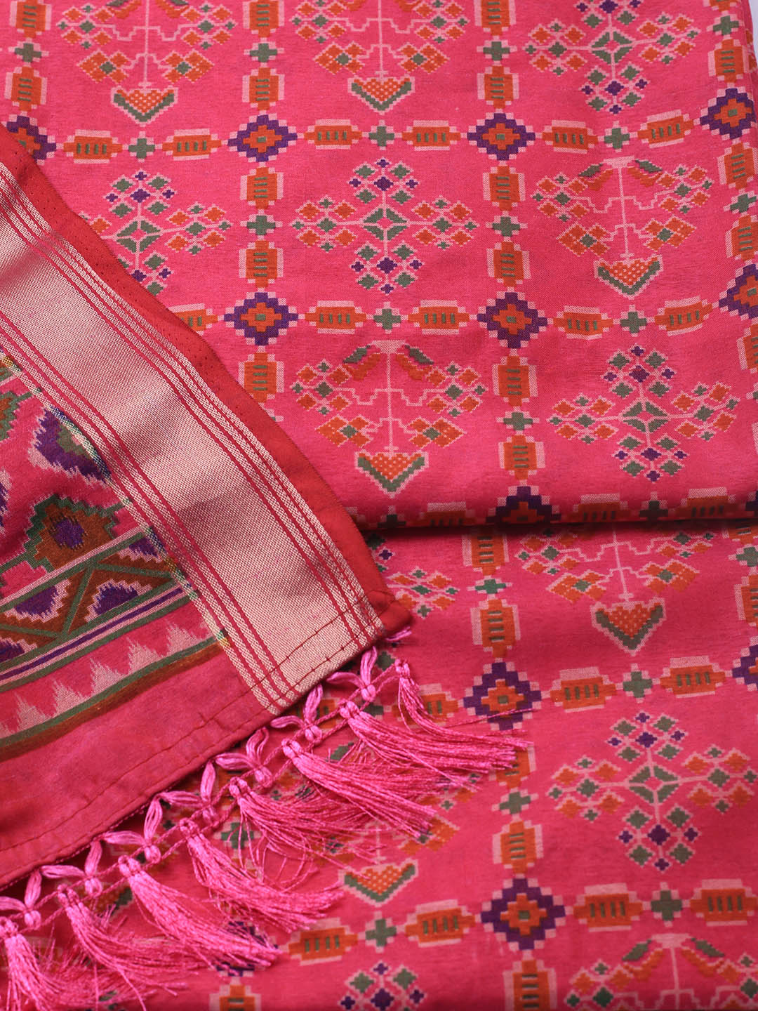 Art Silk Unstitched Suit Piece With Dupatta