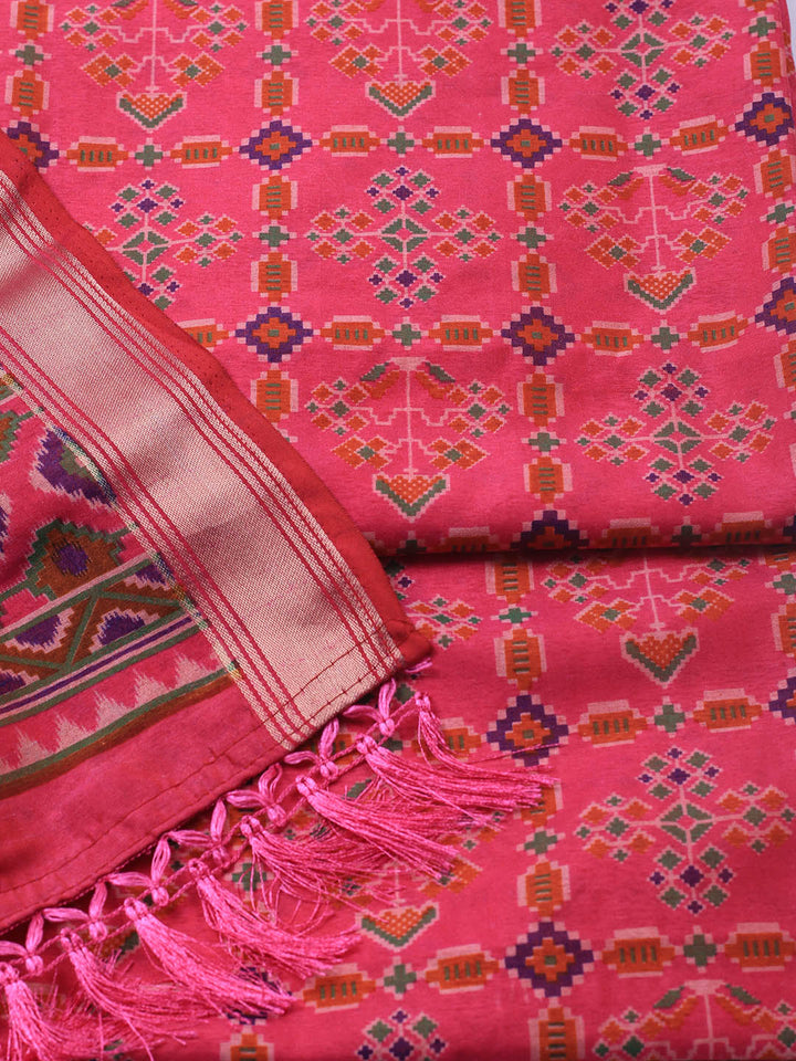 Art Silk Unstitched Suit Piece With Dupatta