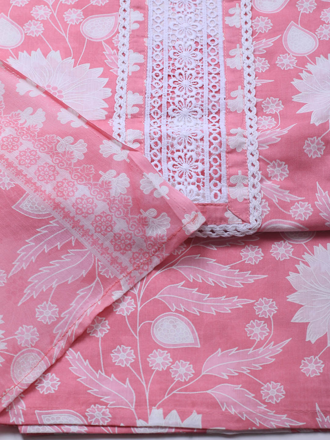 Printed Cotton Blend Unstitched Suit With Dupatta