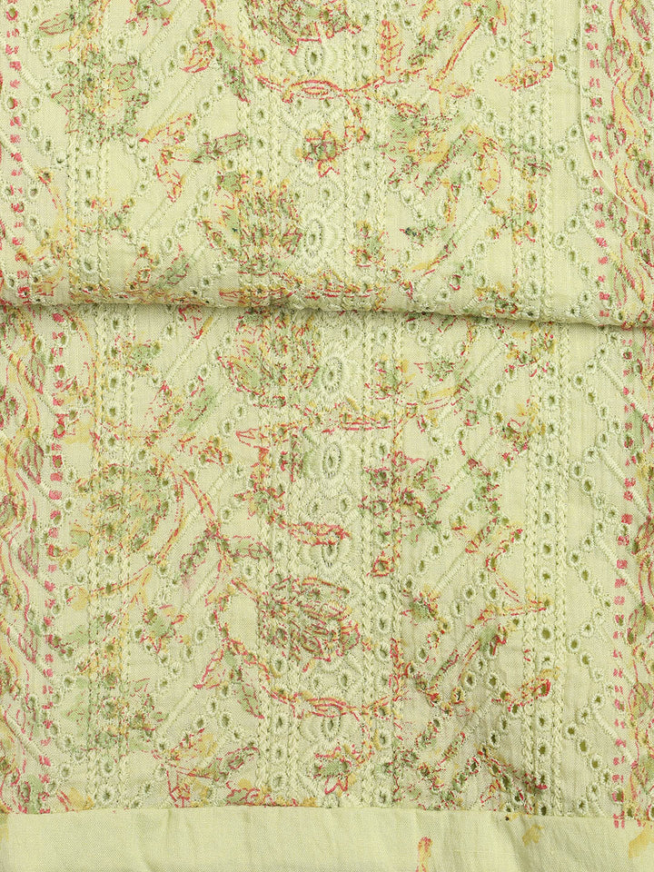 Printed Cotton Blend Unstitched Suit With Dupatta