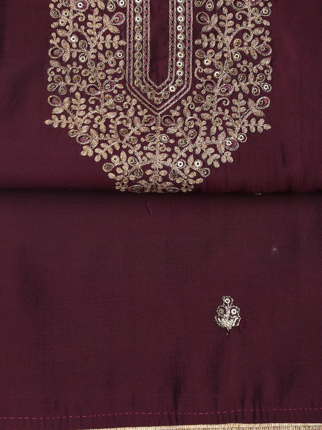 Embroidered Chanderi Unstitched Suit Piece With Dupatta