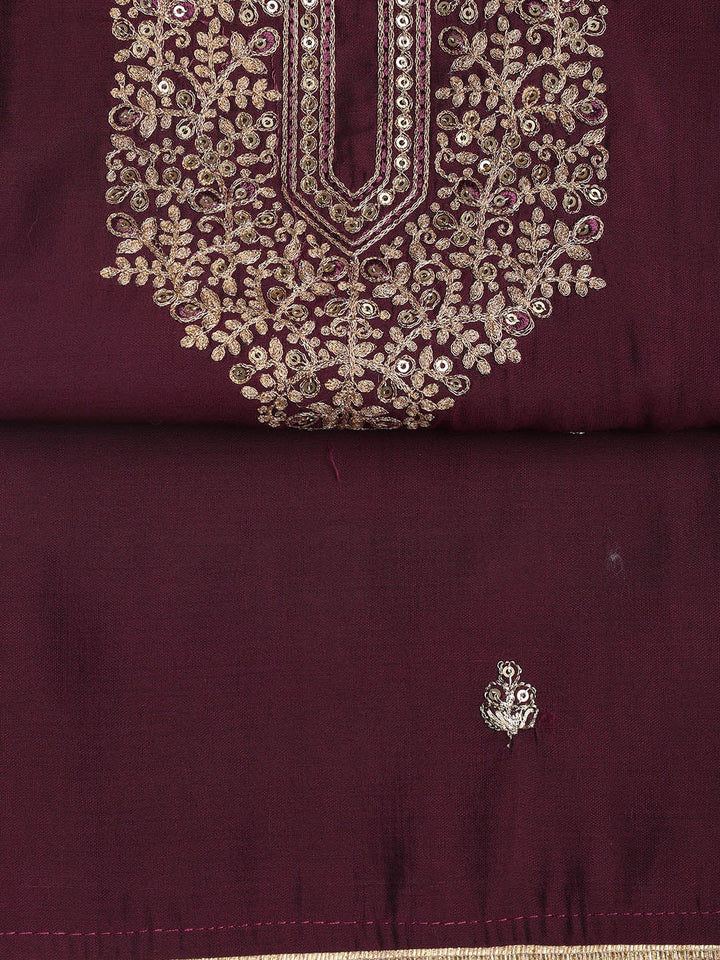Embroidered Chanderi Unstitched Suit Piece With Dupatta