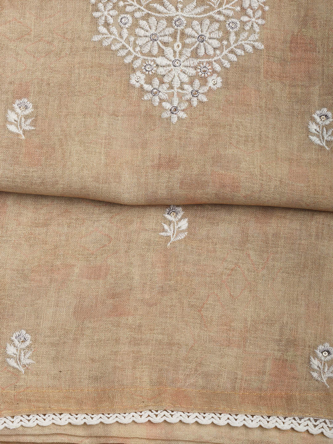 Embroidered Chanderi Unstitched Suit Piece With Dupatta