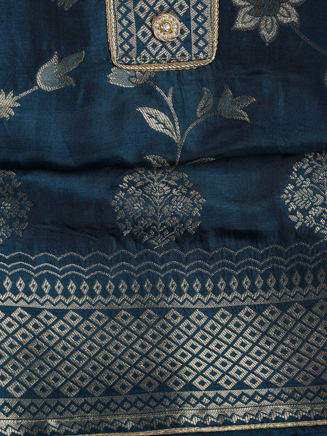 Embroidery Chanderi Unstitched Suit With Dupatta