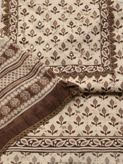 Printed Cotton Blend Unstitched Suit With Dupatta