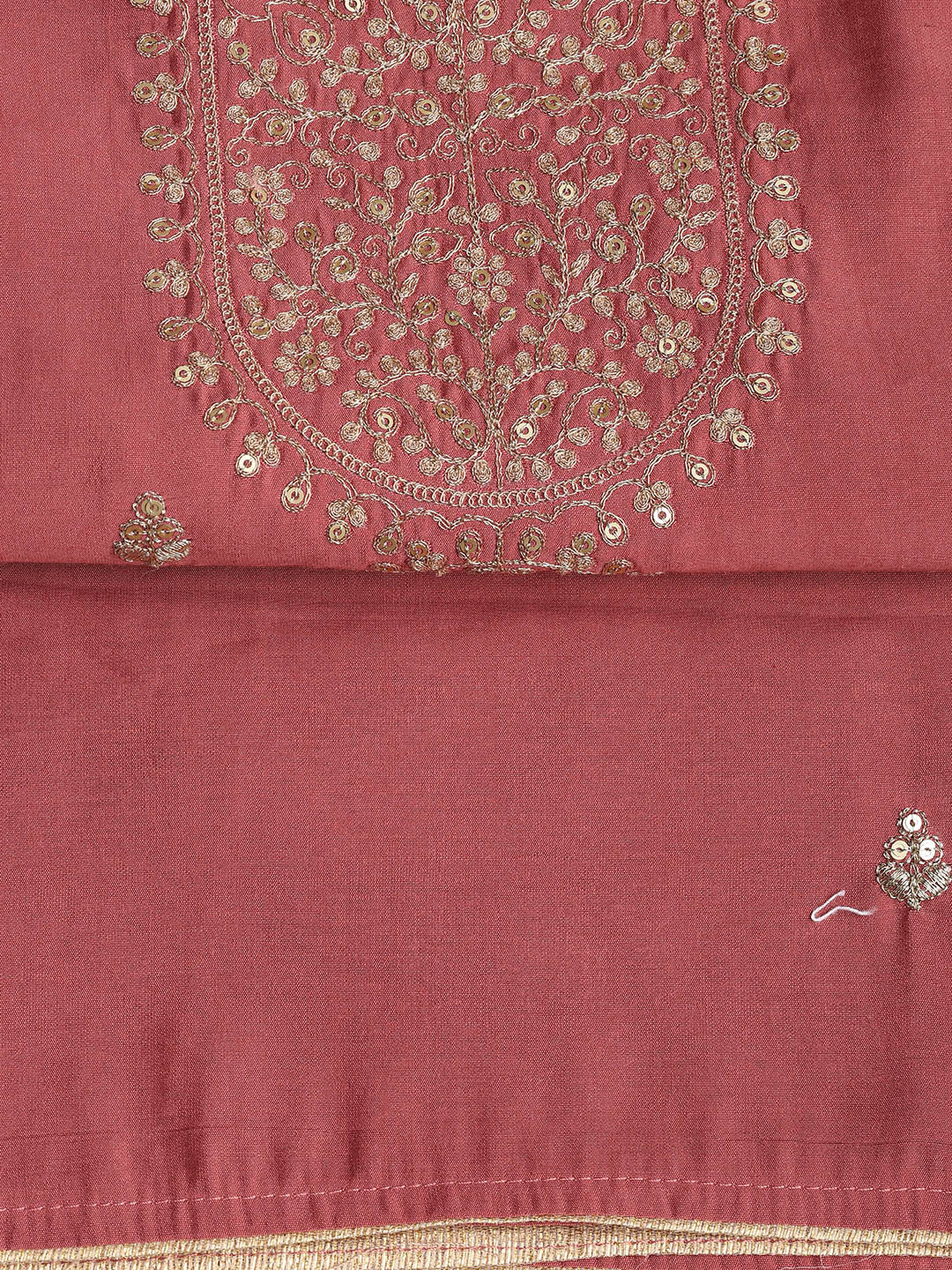 Embroidered Chanderi Unstitched Suit Piece With Dupatta