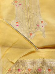 Woven Work Chanderi Unstitched Suit With Dupatta