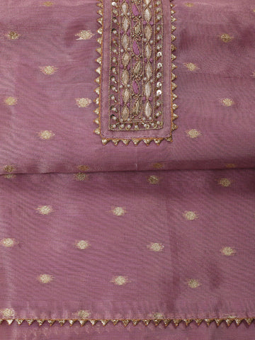 Neck Patti Chanderi Unstitched Suit With Dupatta