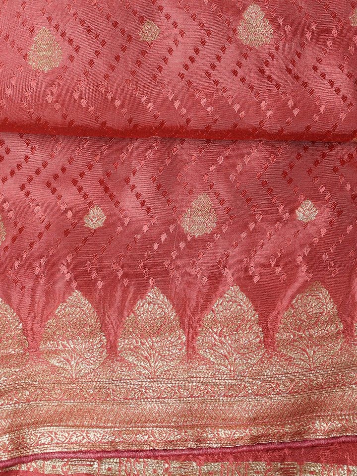 Woven Border Chanderi Unstitched Suit With Dupatta