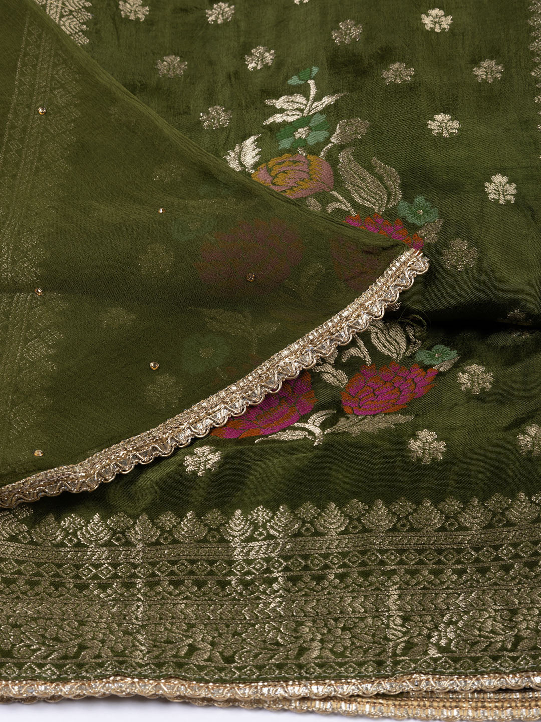Woven Chanderi Unstitched Suit Piece With Dupatta