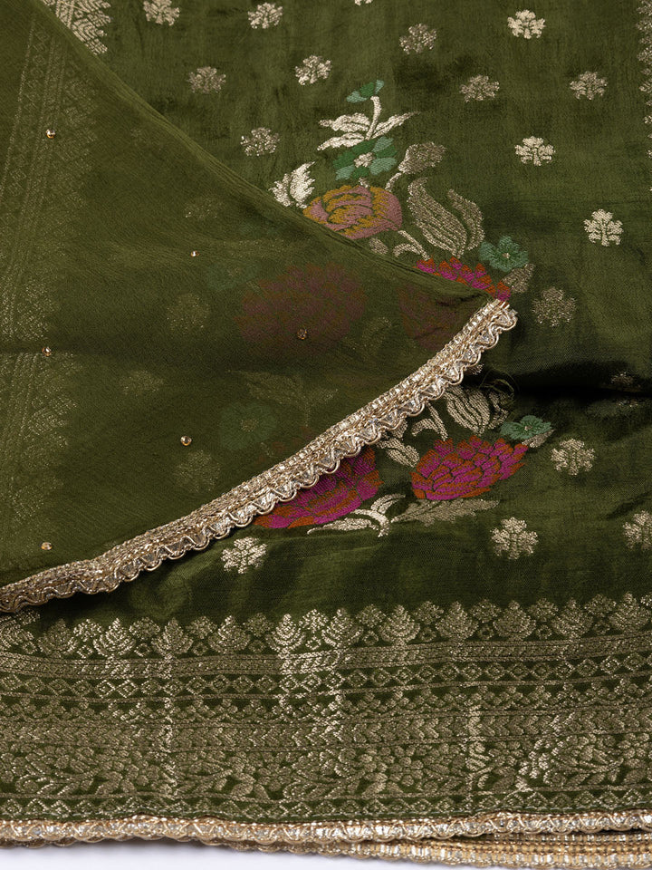 Woven Chanderi Unstitched Suit Piece With Dupatta