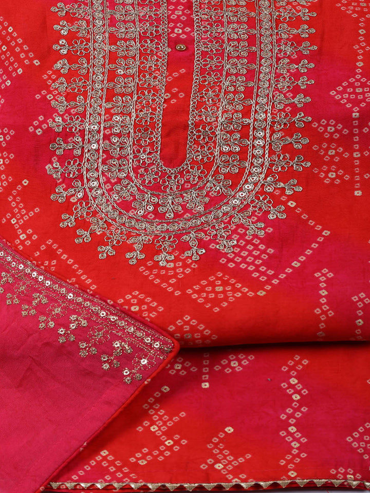 Neck Embroidered Cotton Blend Unstitched Suit With Dupatta