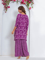 Floral Printed Muslin Kurta With Palazzo