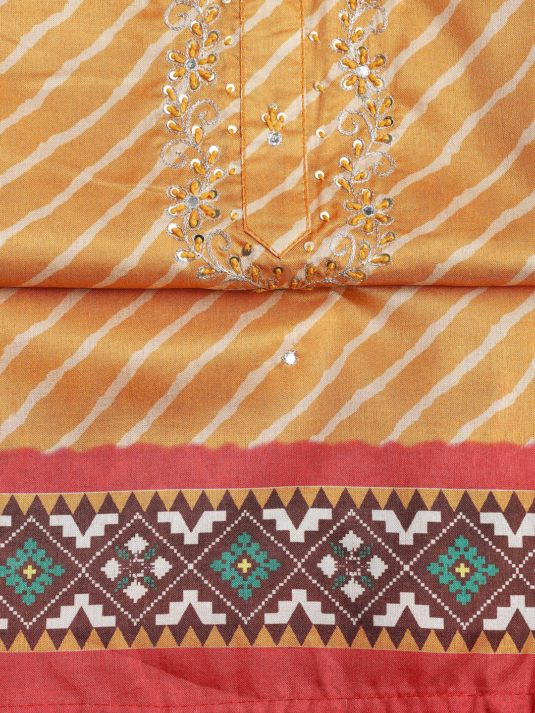 Cotton Blend Unstitched Suit Piece With Dupatta
