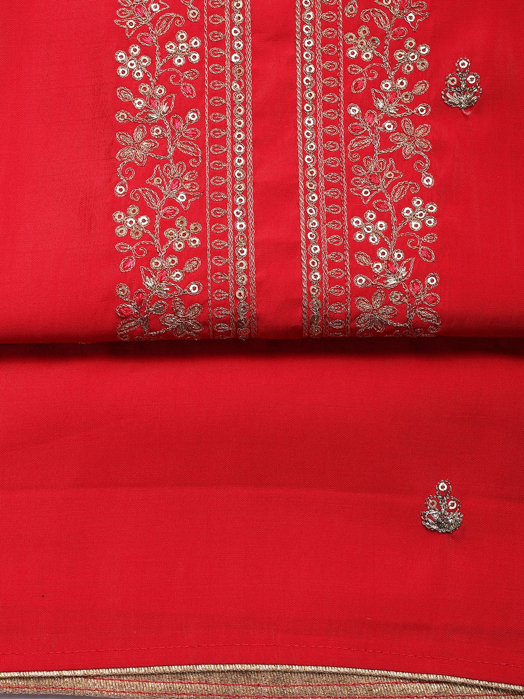 Embroidered Chanderi Unstitched Suit Piece With Dupatta