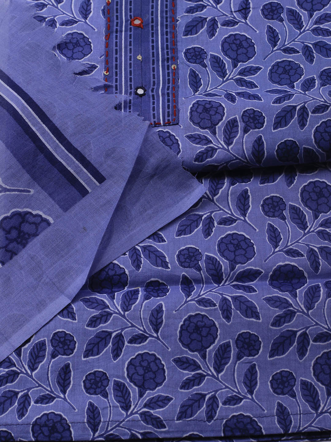 Printed Cotton Blend Unstitched Suit Piece With Dupatta
