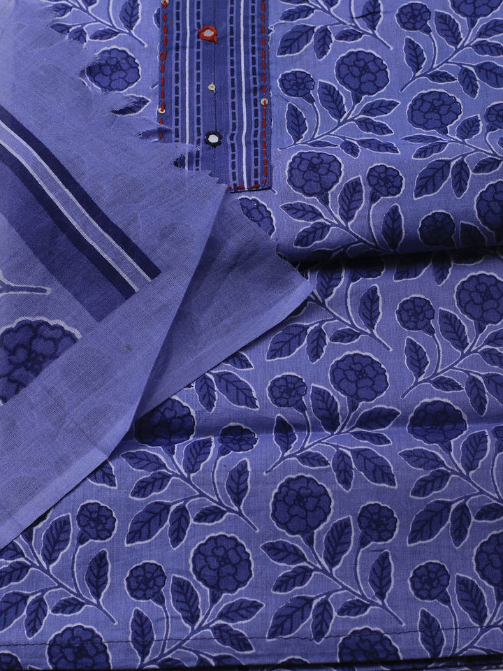 Printed Cotton Blend Unstitched Suit Piece With Dupatta
