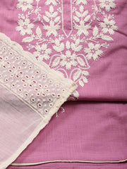 Neck Embroidered Cotton Blend Unstitched Suit Piece With Dupatta