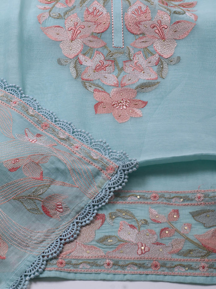 Embroidery Chanderi Unstitched Suit With Dupatta