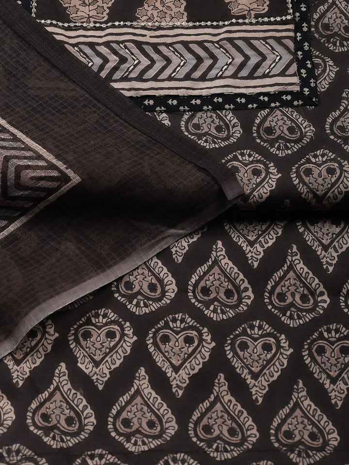 Printed Cotton Blend Unstitched Suit Piece With Dupatta