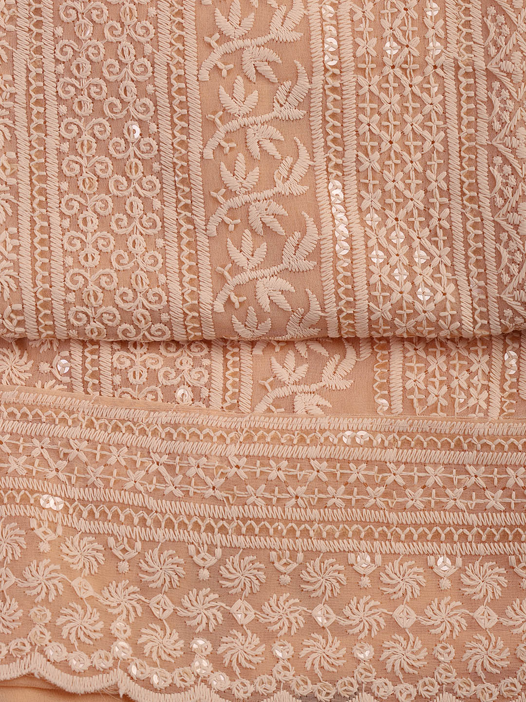 Chiken Work Georgette Unstitched Suit With Dupatta