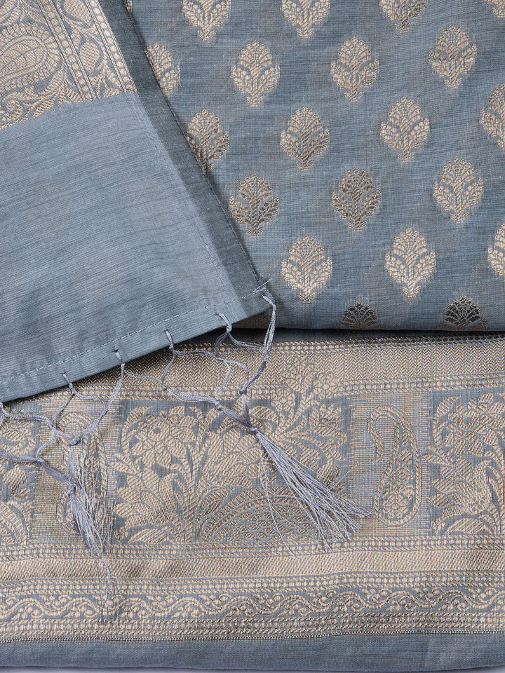Woven Chanderi Unstitched Suit With Dupatta