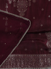 Neck Embroidered Chanderi Unstitched Suit With Dupatta