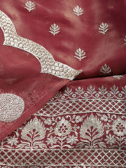 Neck Embroidered Tissue Unstitched Suit With Dupatta