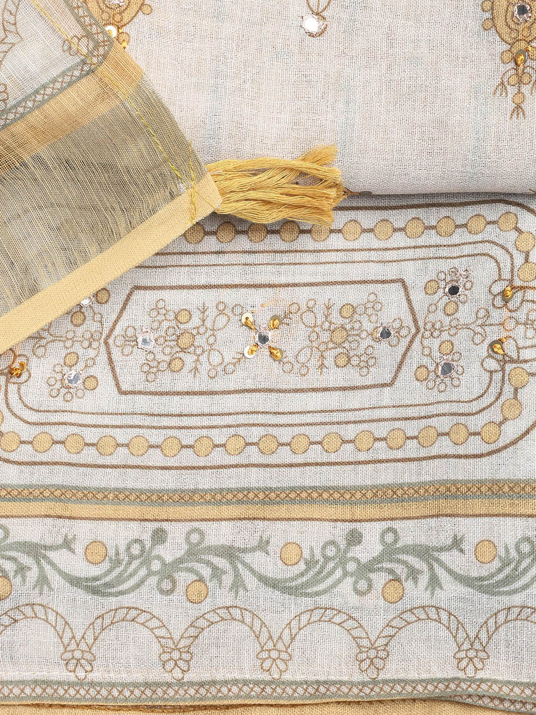 Printed Linen Unstitched Suit With Dupatta