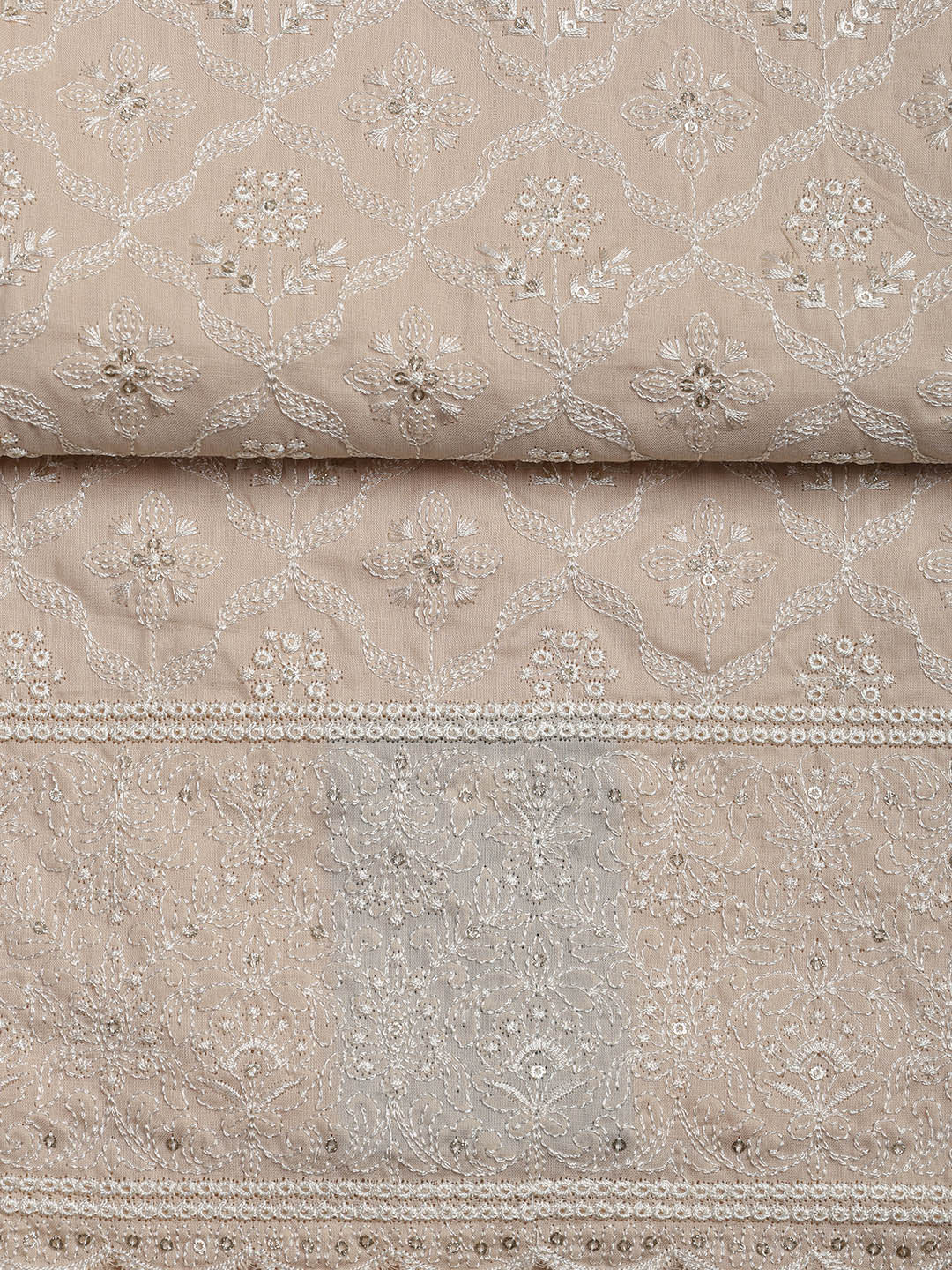 Embroidered Cotton Blend Unstitched Suit Piece With Dupatta