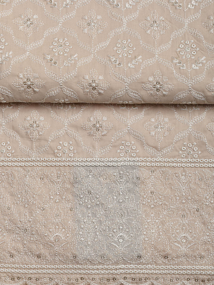 Embroidered Cotton Blend Unstitched Suit Piece With Dupatta