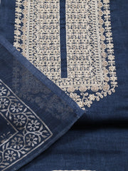Neck Embroidered Chanderi Unstitched Suit With Dupatta