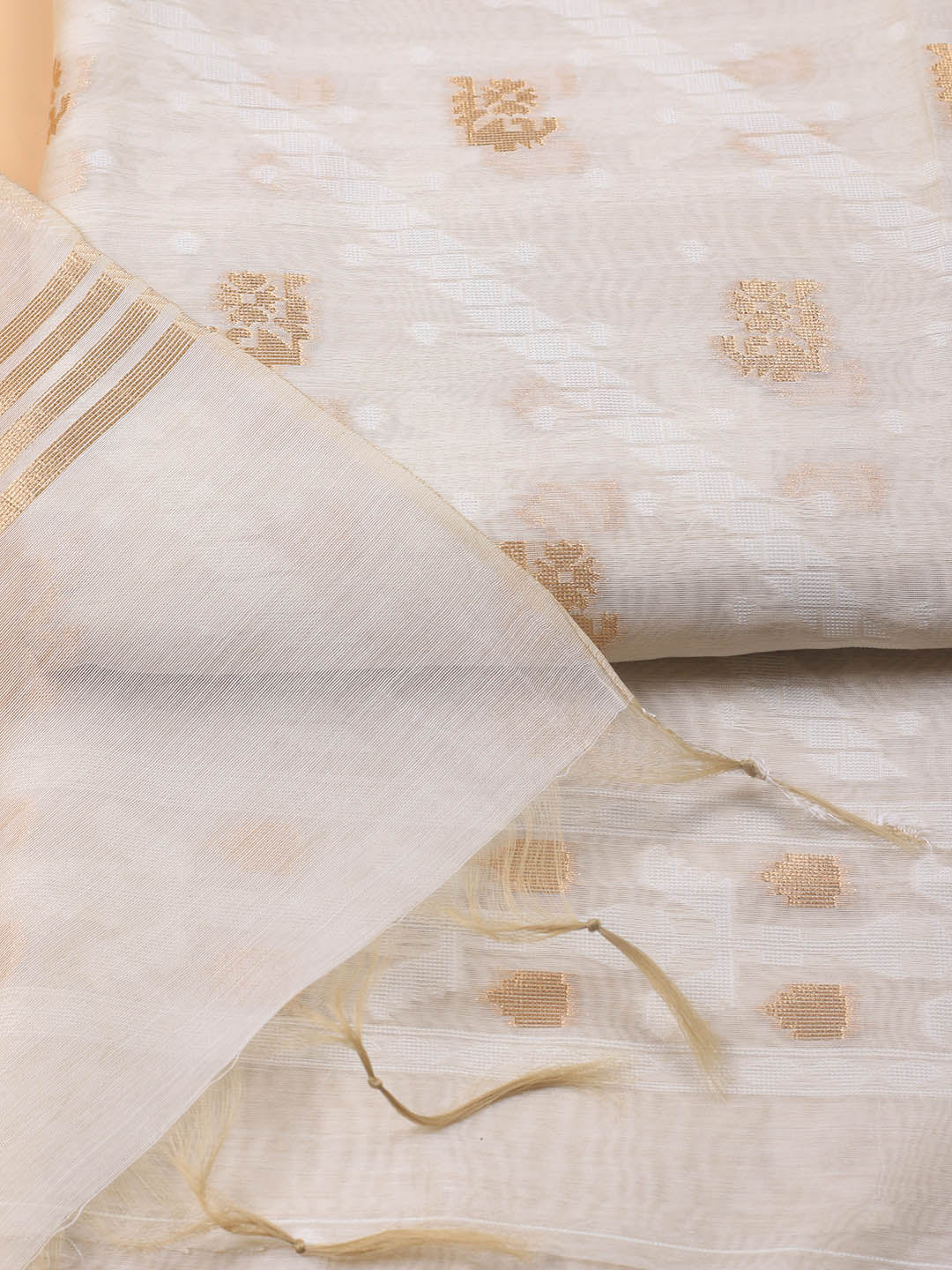 Jamdani Chanderi Unstitched Suit Piece With Dupatta