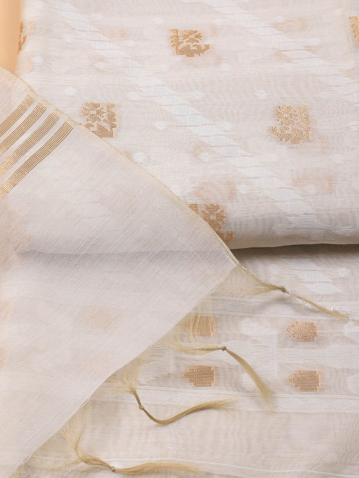 Jamdani Chanderi Unstitched Suit Piece With Dupatta