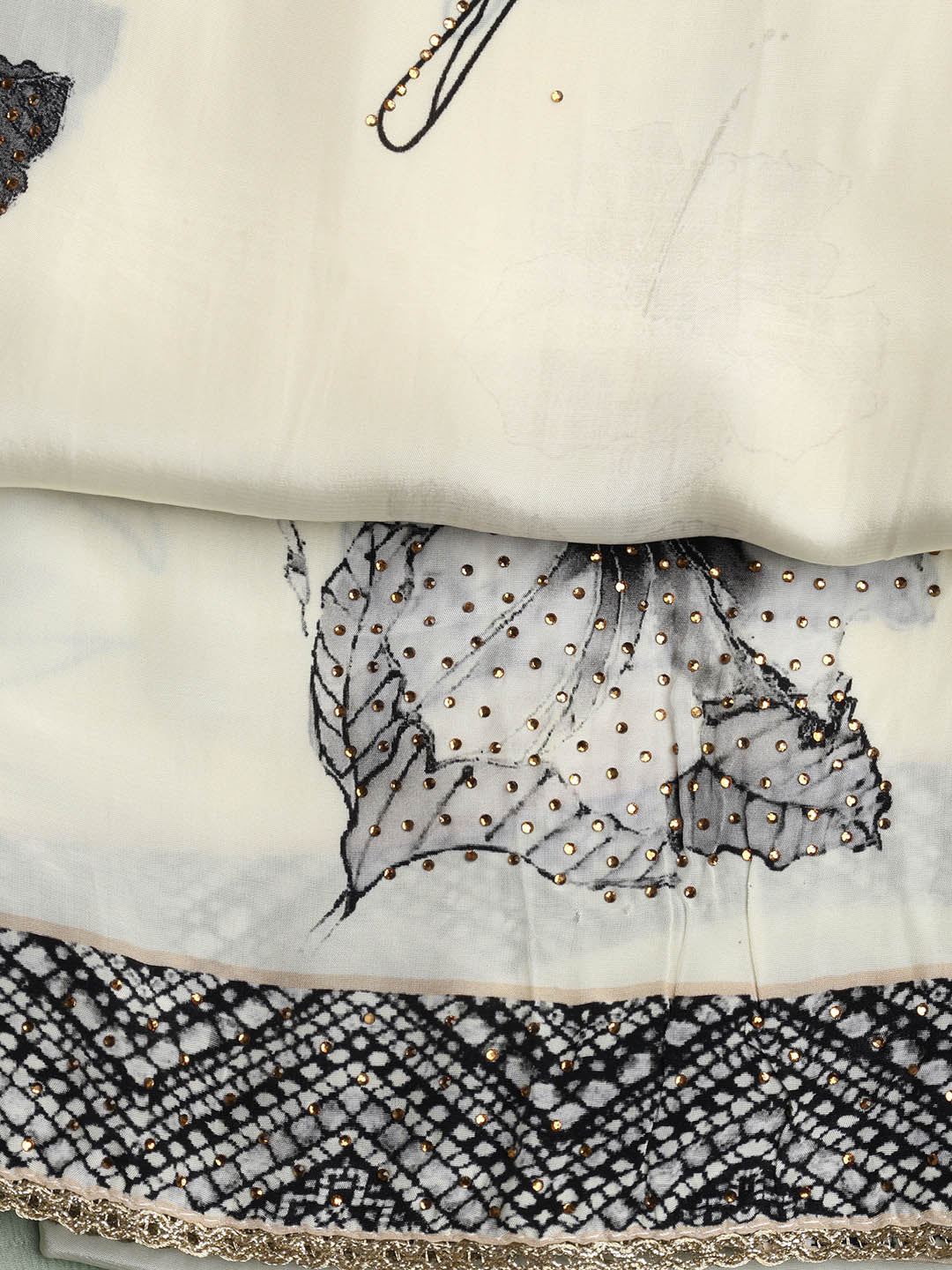 Printed Crepe Unstitched Suit With Dupatta