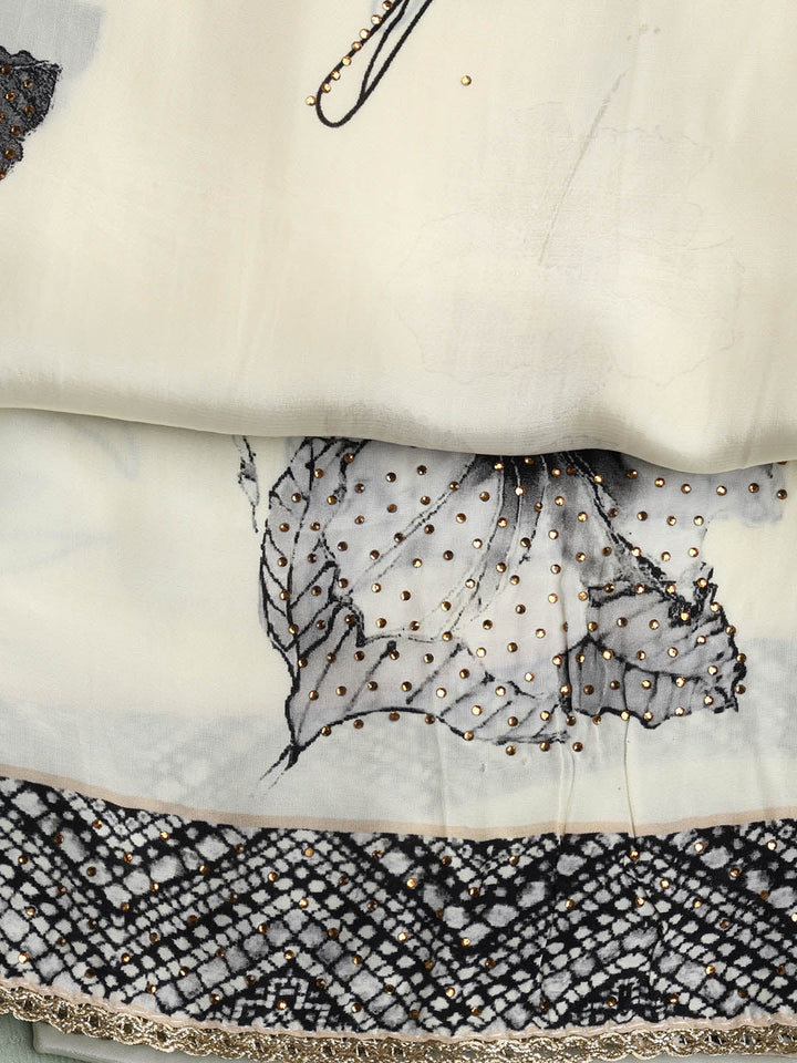 Printed Crepe Unstitched Suit With Dupatta