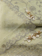 Stone Embroidery Organza Unstitched Suit Piece With Dupatta